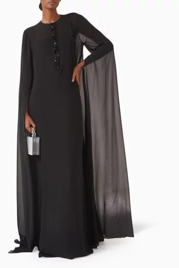 Yuzu Cape Gown in Crepe & Chiffon