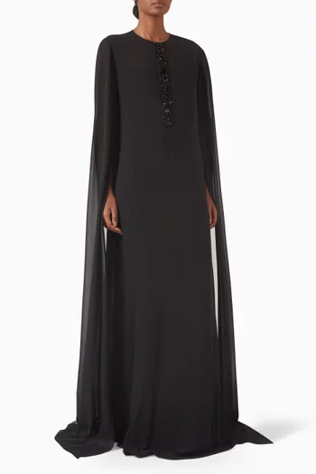 Yuzu Cape Gown in Crepe & Chiffon