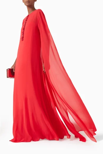 Yuzu Cape Gown in Crepe & Chiffon
