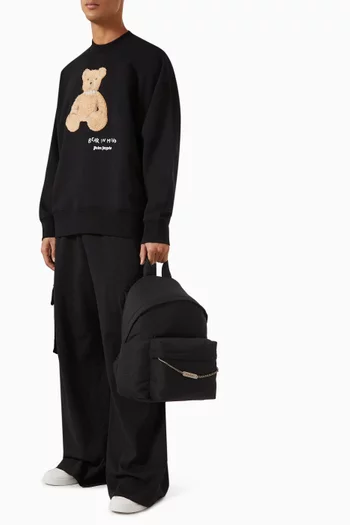 Logo-chain Backpack in Canvas