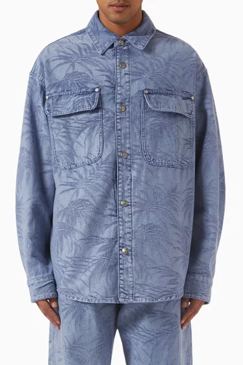 Palms Jacquard Shirt in Denim