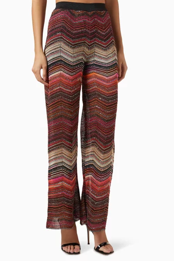 MISSONI ラメニットパンツ MISSONI Metallic crochet-knit flared pants | THE OUTNET