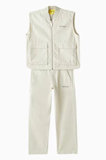 Bookish Diag Zip-through Vest in Cotton