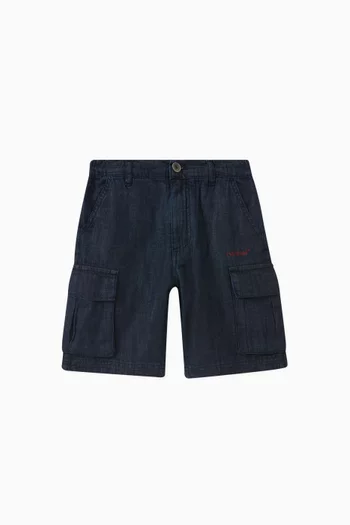 Bookish Diag Cargo Shorts in Denim
