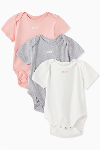 Off Stamp Bodysuit in Cotton, Set of 3
