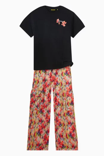 Logo Arrow Flowers T-shirt in Cotton