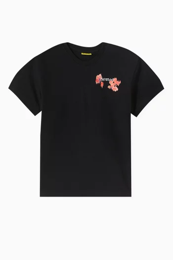 Logo Arrow Flowers T-shirt in Cotton