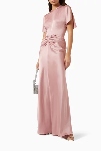 Gathered-waist Gown in Satin