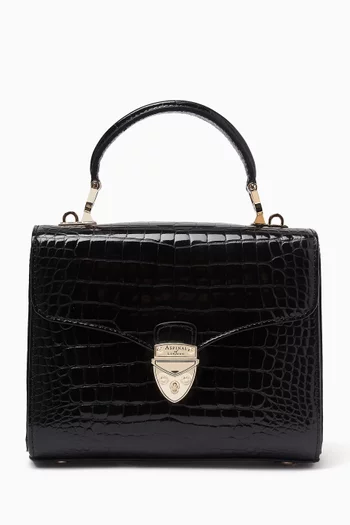 Midi Mayfair® Top-handle Bag in Croc-embossed Patent Leather