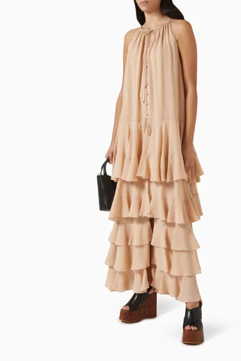 فستان طويل بطبقات متعددة جورجيت