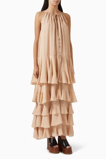 فستان طويل بطبقات متعددة جورجيت