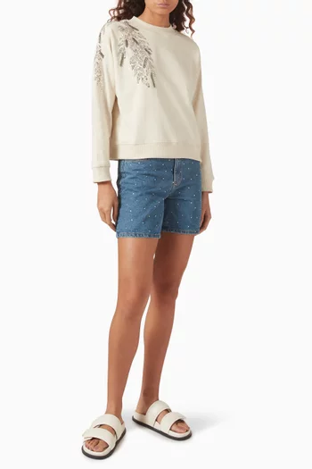 Yaseveline Embellished Sweatshirt in Cotton-blend