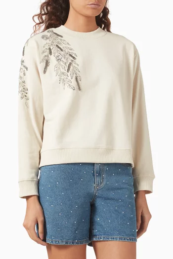 Yaseveline Embellished Sweatshirt in Cotton-blend