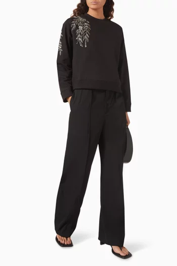 Yaseveline Embellished Sweatshirt in Cotton-blend