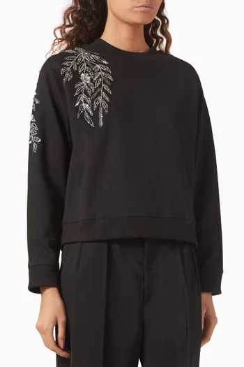 Yaseveline Embellished Sweatshirt in Cotton-blend