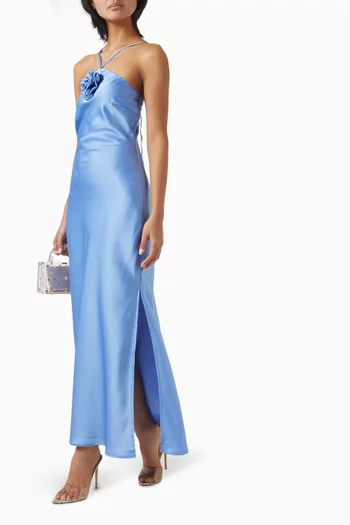 Yasrosivia Halterneck Dress in Satin