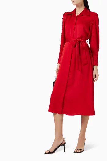 Embellished Shirt Midi Dress