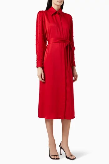 Embellished Shirt Midi Dress