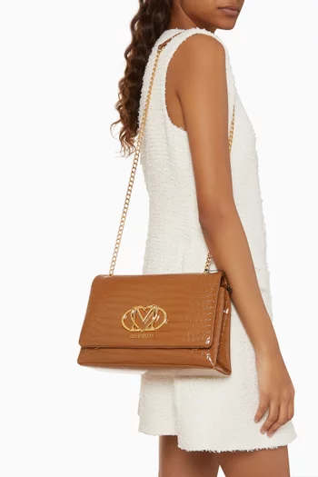 Small Shoulder Bag in Croc-embossed Faux Leather