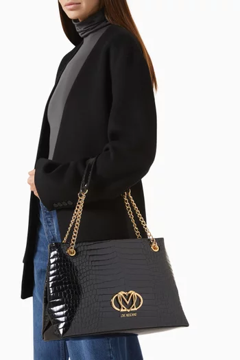 Medium Shoulder Bag in Croc-embossed Faux Leather