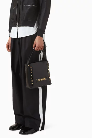Studded Bucket Tote Bag in Faux Leather