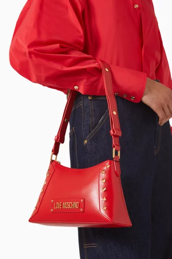 Studded Shoulder Bag in Faux Leather