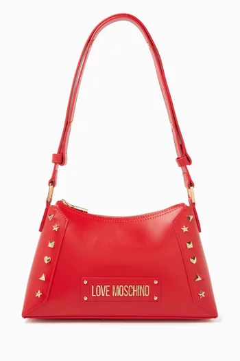Studded Shoulder Bag in Faux Leather