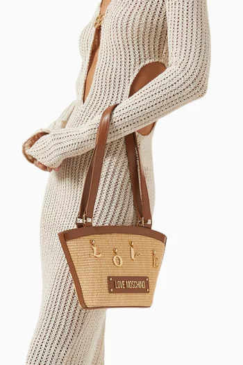 Item Love Tote Bag in Raffia & Faux Leather