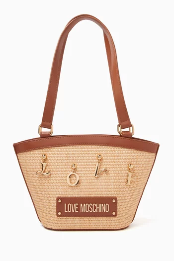 Item Love Tote Bag in Raffia & Faux Leather