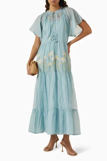 Molly Floral-embroidered Tiered Dress