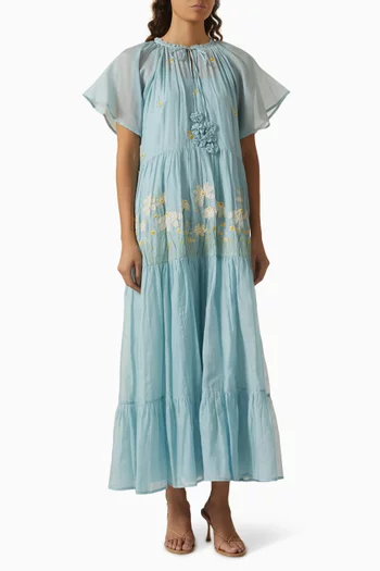 Molly Floral-embroidered Tiered Dress