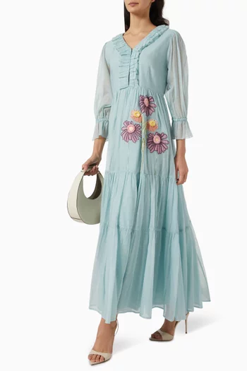 Lair Floral-embroidered Tiered Dress