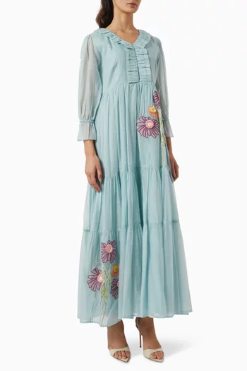 Lair Floral-embroidered Tiered Dress