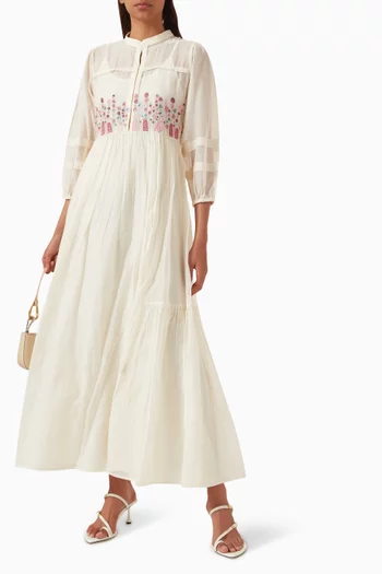 Anastasia Floral-embroidered Maxi Dress