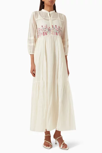 Anastasia Floral-embroidered Maxi Dress