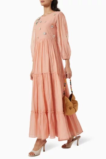 Neme Floral-appliqué Tiered Dress
