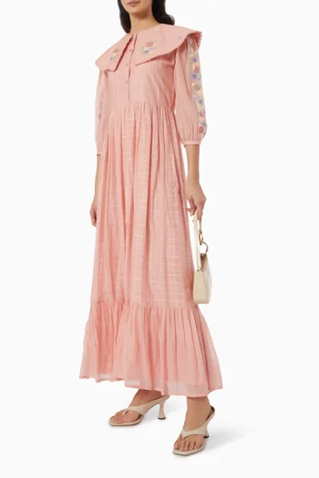 Ludo Floral-embroidered Collared Dress