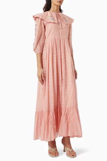 Ludo Floral-embroidered Collared Dress
