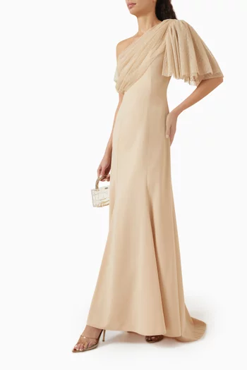 One-shoulder Maxi Dress in Stretch-crepe