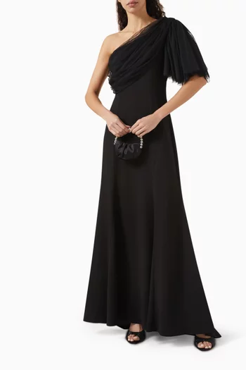 One-shoulder Maxi Dress in Stretch-crepe