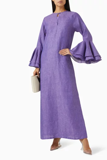 Ruffled-sleeves Kaftan in Linen