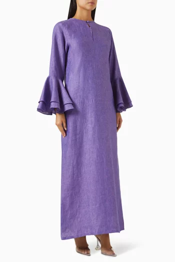 Ruffled-sleeves Kaftan in Linen