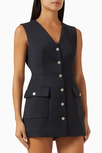 V-neck Romper in Virgin Wool Blend