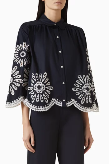 Crop Crochet Shirt in Cotton