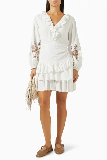 Embroidered Ruffle Mini Dress