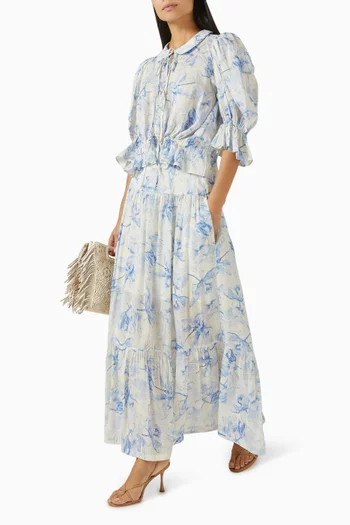 Printed Top in Linen Blend