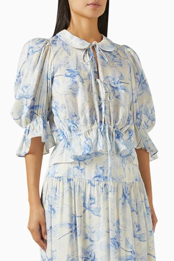 Printed Top in Linen Blend
