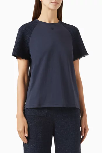 Tweed-panelled T-shirt in Organic-cotton