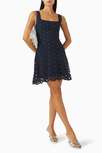 Rhinestone Crochet Mini Dress