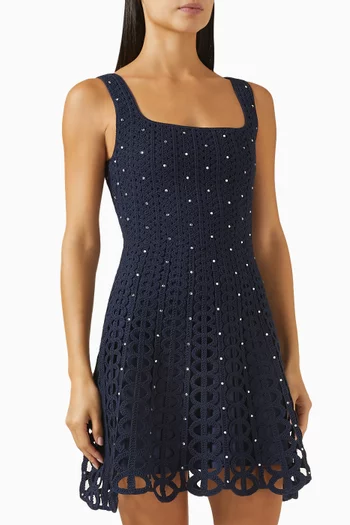 Rhinestone Crochet Mini Dress